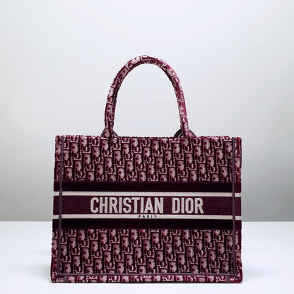 DO1286 Book Tote BIG size 41.5cm 36.5cm Embroidery LOGO red Handbag maroon