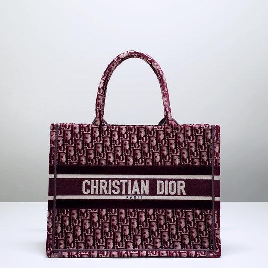 DO1286 Book Tote BIG size 41.5cm 36.5cm Embroidery LOGO red Handbag maroon