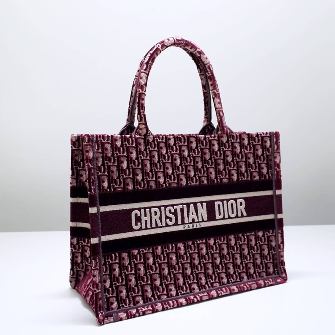 DO1286 Book Tote BIG size 41.5cm 36.5cm Embroidery LOGO red Handbag maroon