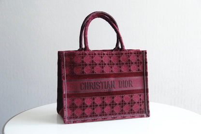 DO1286 Book Tote BIG size 41.5cm 36.5cm Embroidery LOGO red Handbag rose red