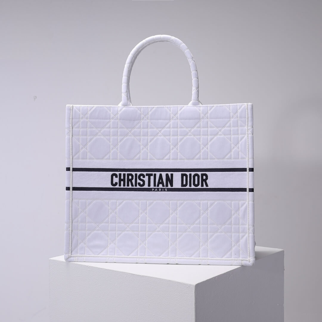 DO1286 Book Tote BIG size 41.5cm 36.5cm Embroidery LOGO red Handbag white
