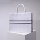DO1286 Book Tote BIG size 41.5cm 36.5cm Embroidery LOGO red Handbag white
