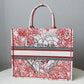 DO1286 Book Tote BIG size 41.5cm Embroidery LOGO red Handbag