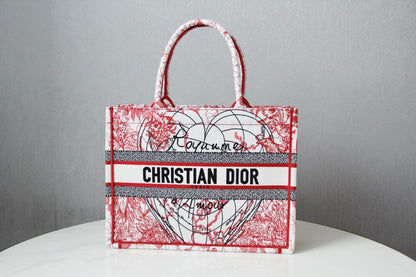 DO1286 Book Tote BIG size 41.5cm Embroidery LOGO red Handbag