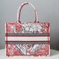 DO1286 Book Tote BIG size 41.5cm Embroidery LOGO red Handbag