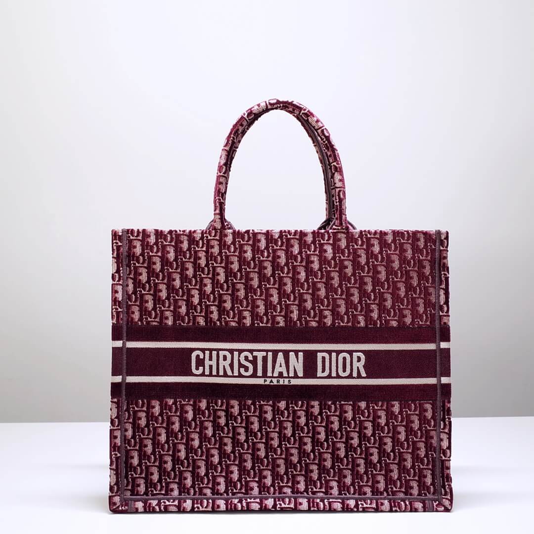 DO1286 Book Tote BIG size 41.5cm 36.5cm Embroidery LOGO red Handbag maroon