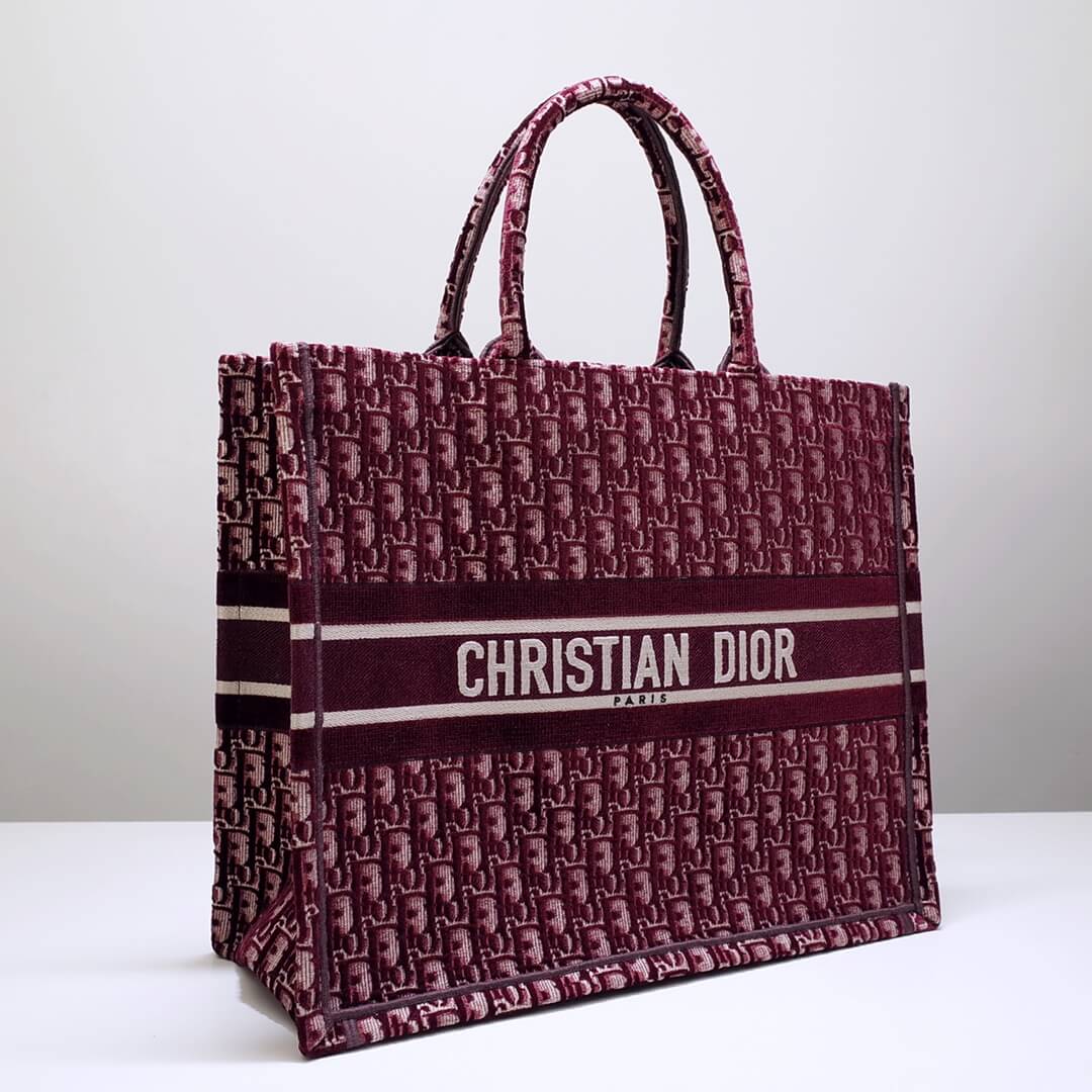 DO1286 Book Tote BIG size 41.5cm 36.5cm Embroidery LOGO red Handbag maroon