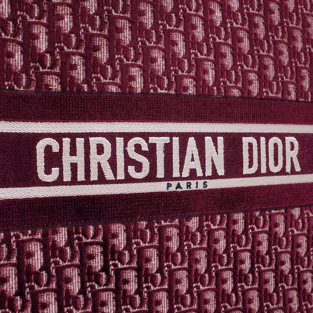 DO1286 Book Tote BIG size 41.5cm 36.5cm Embroidery LOGO red Handbag maroon