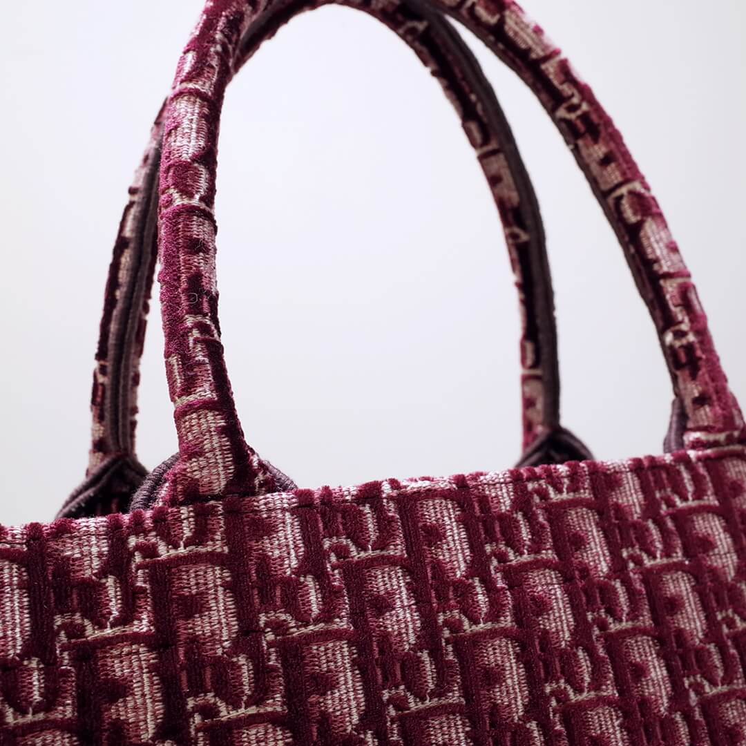 DO1286 Book Tote BIG size 41.5cm 36.5cm Embroidery LOGO red Handbag maroon