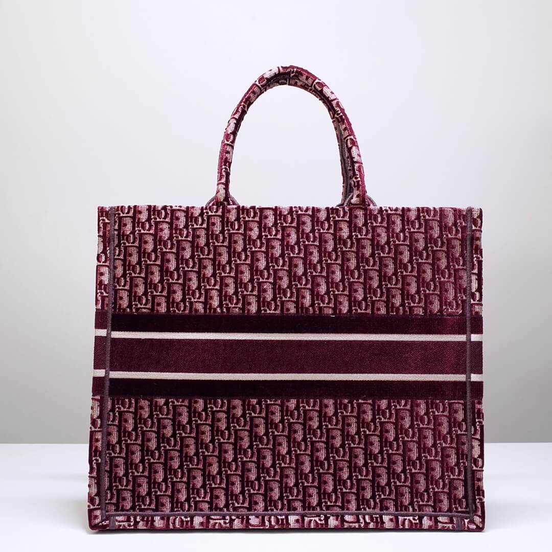 DO1286 Book Tote BIG size 41.5cm 36.5cm Embroidery LOGO red Handbag maroon