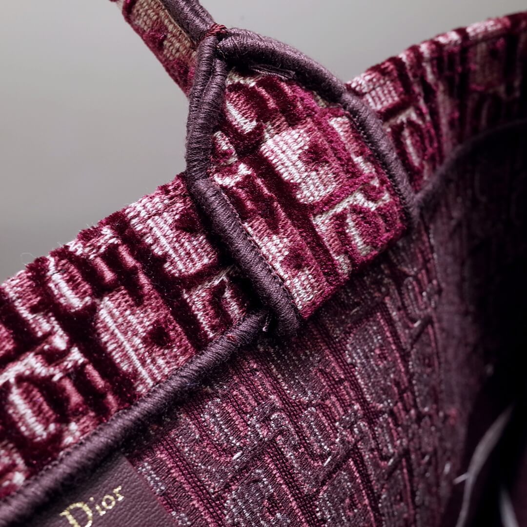 DO1286 Book Tote BIG size 41.5cm 36.5cm Embroidery LOGO red Handbag maroon