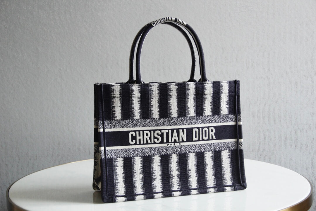 DO1286 Book bag Tote Embroidery 36.5cm 41.5cm Handbag black and white
