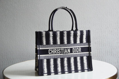 DO1286 Book bag Tote Embroidery 36.5cm 41.5cm Handbag black and white