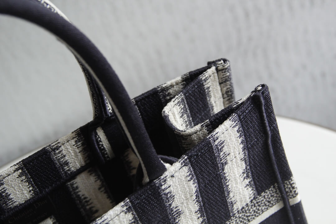DO1286 Book bag Tote Embroidery 36.5cm 41.5cm Handbag black and white