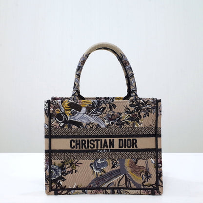 DO1286 Book bag Tote Embroidery 36.5cm 41.5cm Handbag brown printing