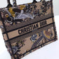 DO1286 Book bag Tote Embroidery 36.5cm 41.5cm Handbag brown printing