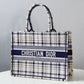 DO1286 Book bag Tote Embroidery black and white 36.5cm 41.5cm Handbag