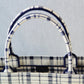 DO1286 Book bag Tote Embroidery black and white 36.5cm 41.5cm Handbag