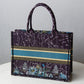 DO1286 Book bag Tote Embroidery blue white 36.5cm 41.5cm Handbag