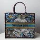 DO1286 Book bag Tote Embroidery blue white 36.5cm 41.5cm Handbag