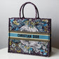 DO1286 Book bag Tote Embroidery blue white 36.5cm 41.5cm Handbag