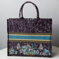 DO1286 Book bag Tote Embroidery blue white 36.5cm 41.5cm Handbag