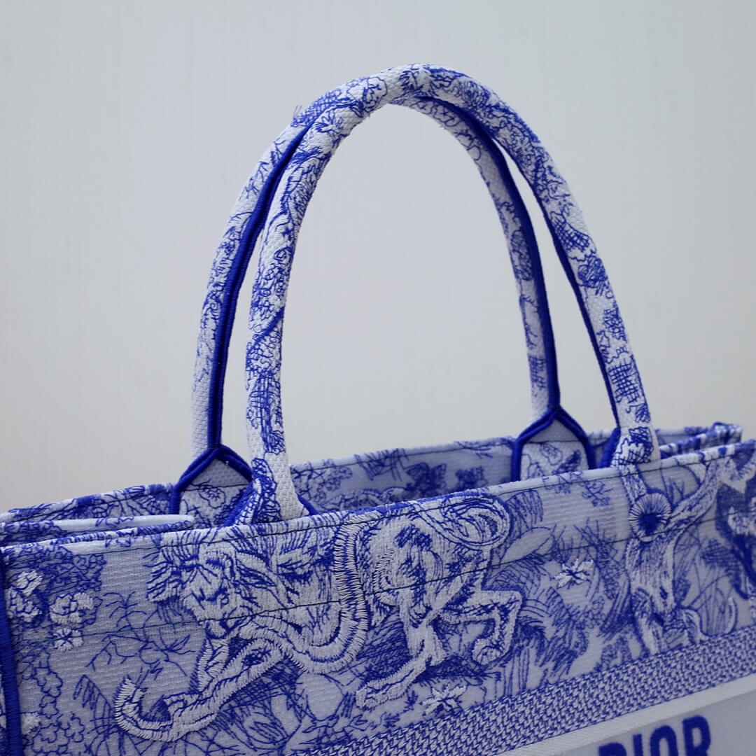 DO1286 Book Tote big size 36.5cm 41.5cm Oblique Embroidery blue-5