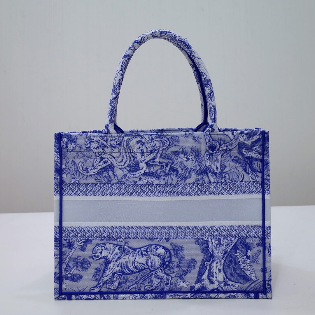 DO1286 Book Tote big size 36.5cm 41.5cm Oblique Embroidery blue-5