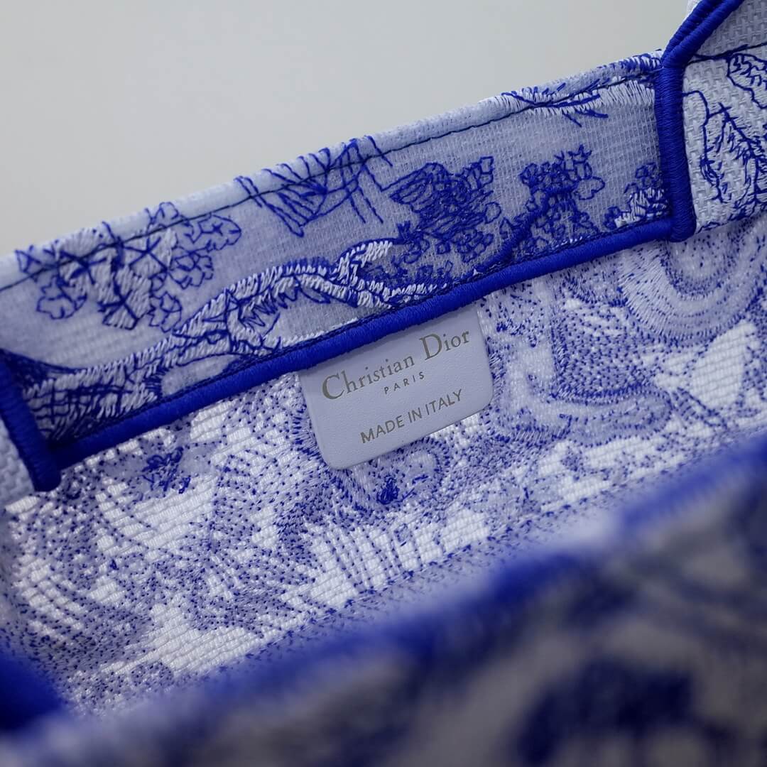 DO1286 Book Tote big size 36.5cm 41.5cm Oblique Embroidery blue-5