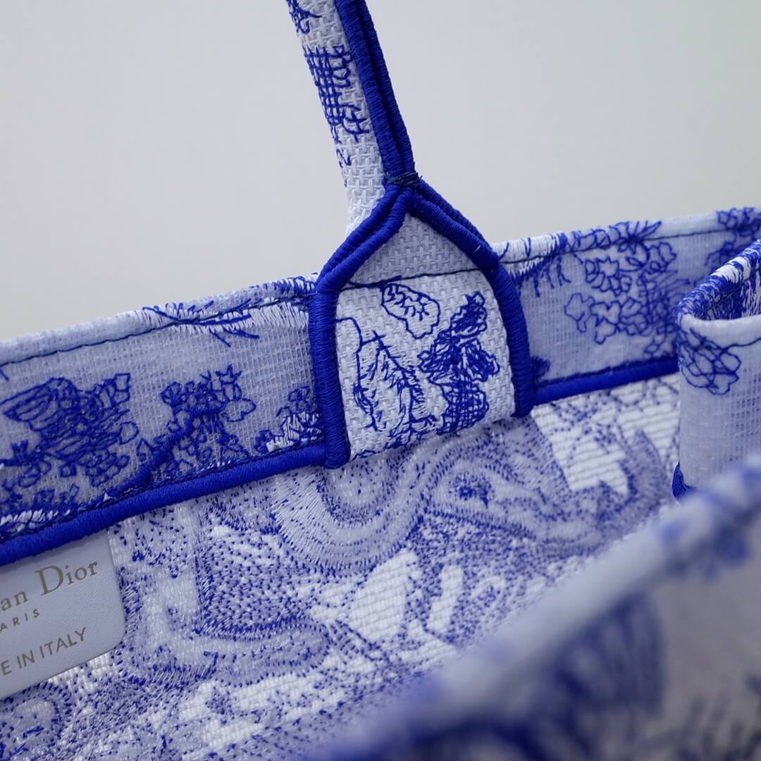DO1286 Book Tote big size 36.5cm 41.5cm Oblique Embroidery blue-5