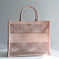 DO1286 Book Tote big size 36.5cm 41.5cm Oblique Embroidery nude