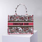 DO1286 Book Tote big size 36.5cm 41.5cm Oblique Embroidery white red-2