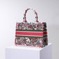 DO1286 Book Tote big size 36.5cm 41.5cm Oblique Embroidery white red-2