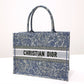 DO1286 Book Tote big size 36.5cm 41.5cm Oblique Embroidery blue