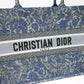 DO1286 Book Tote big size 36.5cm 41.5cm Oblique Embroidery blue