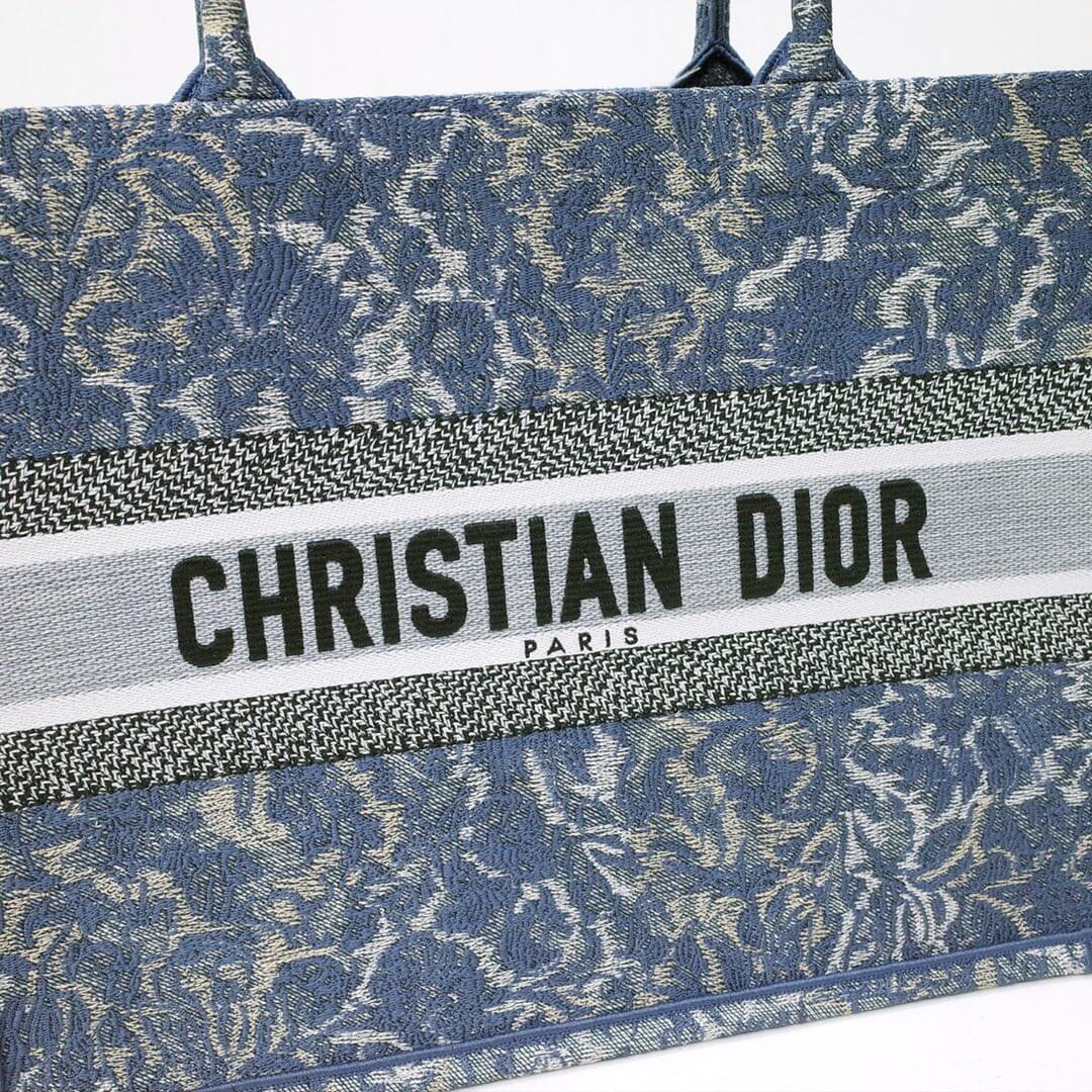 DO1286 Book Tote big size 36.5cm 41.5cm Oblique Embroidery blue