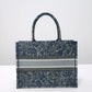 DO1286 Book Tote big size 36.5cm 41.5cm Oblique Embroidery blue