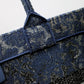 DO1286 Book Tote big size 36.5cm 41.5cm Oblique Embroidery blue