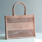 DO1286 Book Tote big size 36.5cm 41.5cm Oblique Embroidery nude