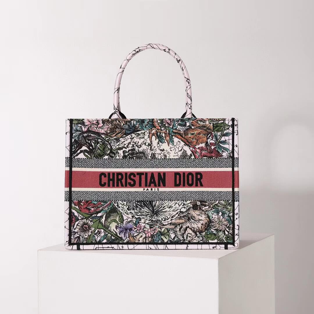DO1286 Book Tote MM Constellation Embroidery 36cm Multicolor