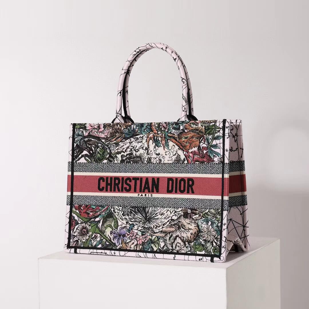 DO1286 Book Tote MM Constellation Embroidery 36cm Multicolor
