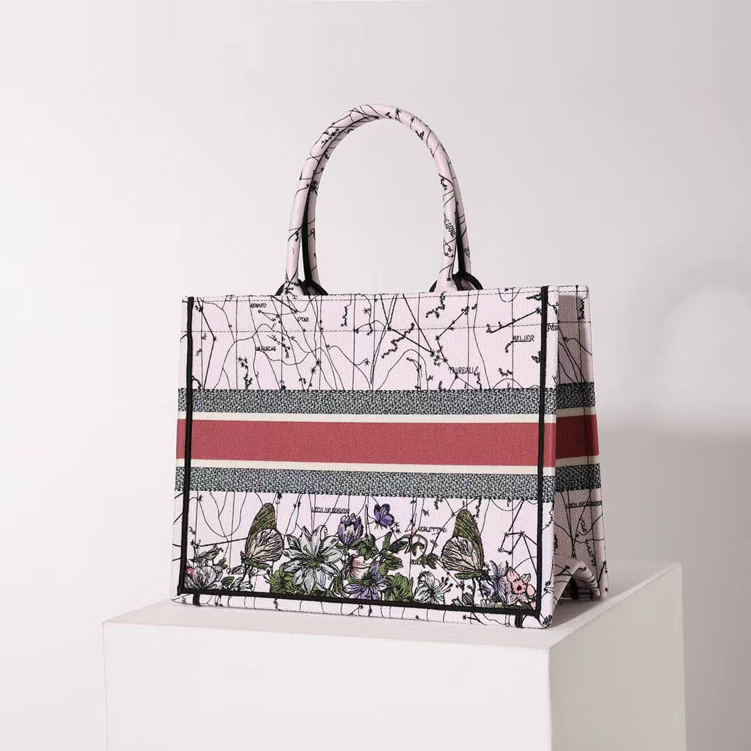 DO1286 Book Tote MM Constellation Embroidery 36cm Multicolor