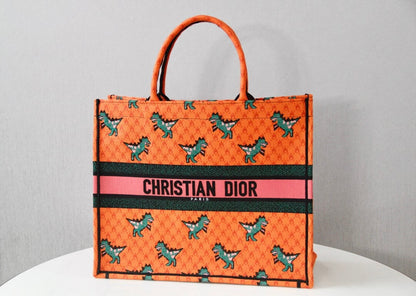 DO1286 Book Tote small size 36.5cm 41.5cm Embroidery orange