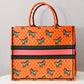 DO1286 Book Tote small size 36.5cm 41.5cm Embroidery orange