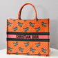 DO1286 Book Tote small size 36.5cm 41.5cm Embroidery orange