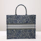 DO1286 Book Tote big size 36.5cm 41.5cm Oblique Embroidery blue