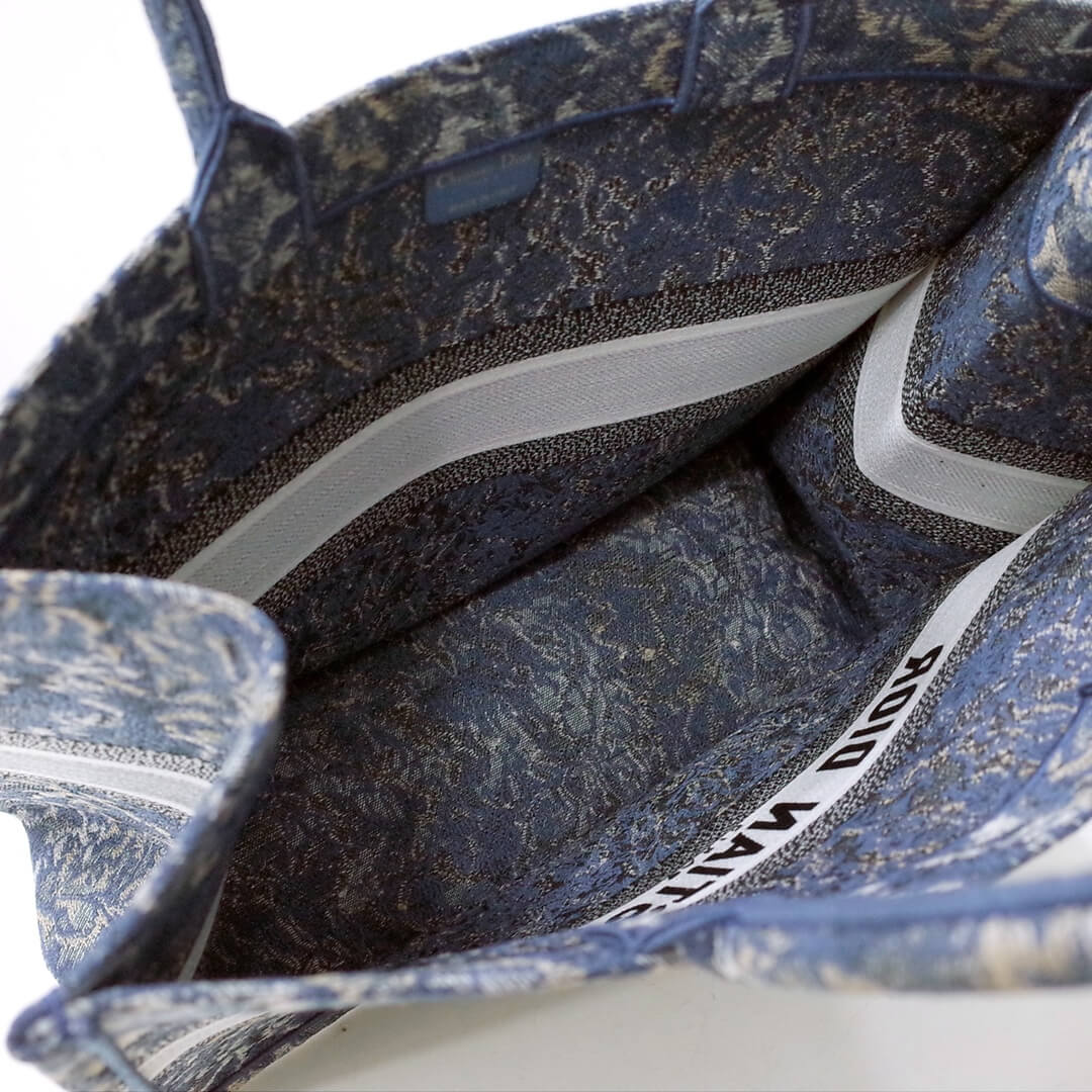 DO1286 Book Tote big size 36.5cm 41.5cm Oblique Embroidery blue