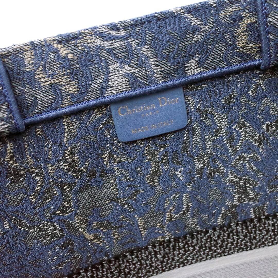 DO1286 Book Tote big size 36.5cm 41.5cm Oblique Embroidery blue