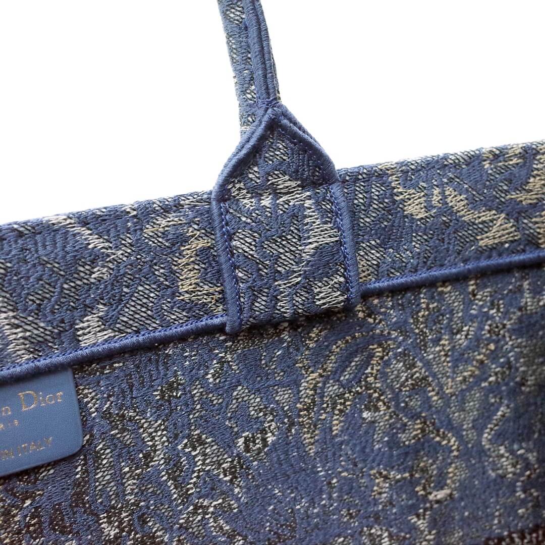 DO1286 Book Tote big size 36.5cm 41.5cm Oblique Embroidery blue