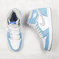Designer Blue White Jordan 1 High Q ( Customs And Box ), Jordan 1 Sneakers Active